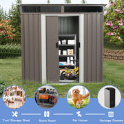 6ft x 5ft Outdoor Metal Storage Shed With window Transparent plate