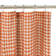 HIG Farmhouse Rust / Taupe with Ivory Buffalo Plaid Shower Curtain, Boho Rustic Decorative Bathroom Curtain with Buttons, Vintage Natural Textured Cotton Linen Fabric Shower Curtain, 72 x 72 In