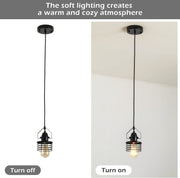 Industrial Black Pendant Light Metal Cage Pendant Lights Dining Room Hanging Lighting for Kitchen Island Living Room Bedroom Entryway Barn Farmhouse,Spring Shade E26 Bulb(1 Light)