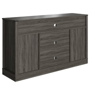 58" Farmhouse Double-Door Three-Layer TV Cabinet in Dark Gray