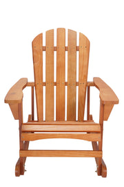 Adirondack Rocking Chair Solid Wood Chairs Finish Outdoor Furniture for Patio, Backyard, Garden - Walnut Brown