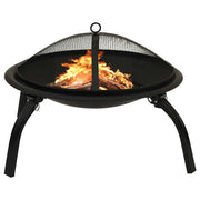 2-in-1 Fire Pit and BBQ with Poker 22"x22"x19.3" Steel