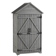 39.56"L x 22.04"W x 68.89"H Outdoor Storage Cabinet Garden Wood Tool Shed Outside Wooden Closet with Shelves and Latch, Gray