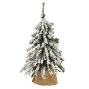Flocked Mini Downswept Tree With Burlap Base - 15"