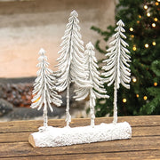 Snowy Pine Forest on Log