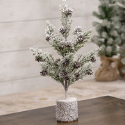 Flocked Bristle Pine Tree with Cones - 12"