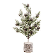 Flocked Bristle Pine Tree with Cones - 12"