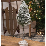 Heavy Snowy Weeping Pine Tree on Base - 16"