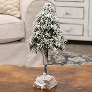 Heavy Snowy Weeping Pine Tree on Base - 12"