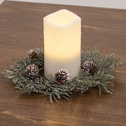 Iced Weeping Pine Candle Ring - 4.5"