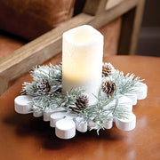 Iced Weeping Pine Candle Ring - 4.5"