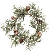 Iced Weeping Pine Candle Ring - 4.5"