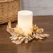 Natural Fall Leaves - Berry Clusters & Eucalyptus Candle Ring - 3.5"