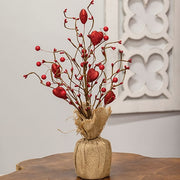 Red Glitter Heart & Berries Tree with Burlap Base - 17"H