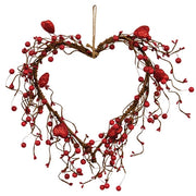 Red Glitter Heart & Berries Heart Wreath