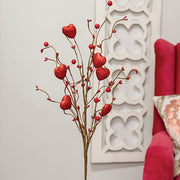 Red Glitter Heart & Berries Spray - 27"