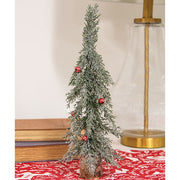 Winter Frost Pine Tree with Red Baubles - 13.5"H
