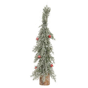Winter Frost Pine Tree with Red Baubles - 13.5"H