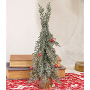 Winter Frost Pine Tree with Red Baubles - 12"H