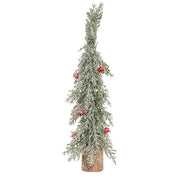 Winter Frost Pine Tree with Red Baubles - 12"H