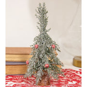 Winter Frost Pine Tree with Red Baubles - 10"H
