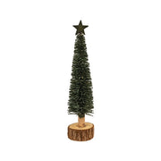 Star Topped Sage Bottle Brush Trees on Wood Bases (Set of 3)