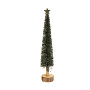Star Topped Sage Bottle Brush Trees on Wood Bases (Set of 3)