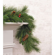 Long Needle Pine & Cedar Garland with Berries - 5 Ft