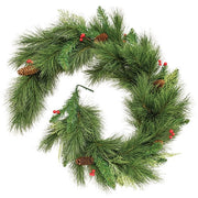Long Needle Pine & Cedar Garland with Berries - 5 Ft