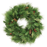 Long Needle Pine & Cedar Wreath with Berries - 18"