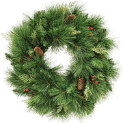 Long Needle Pine & Cedar Double Wreath with Berries - 24 In