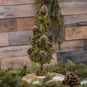 Mossy Christmas Tree With Pinecones - 12"