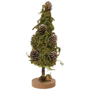 Mossy Christmas Tree With Pinecones - 12"
