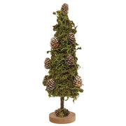 Mossy Christmas Tree With Pinecones - 16"