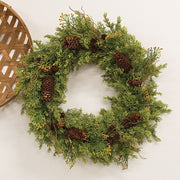 Soft Touch Cedar & Pine Cone Wreath - 24"
