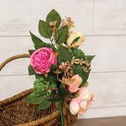 Mixed Cabbage Rose Spray - 18"H