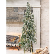Lighted Tall Snowy Pine Trees on Base