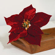 Winter Party Velvet Poinsettia Pick - 9"H