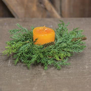 6" Prickly Pine Candle Ring - Green