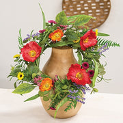 Sunset Poppy & Daisy Candle Ring - 6.5"