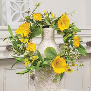 Yellow Poppy & Wildflower Candle Ring - 6.5"