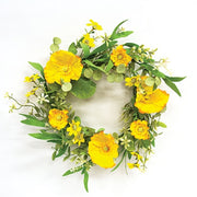 Yellow Poppy & Wildflower Candle Ring - 6.5"