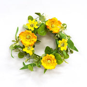 Yellow Poppy & Wildflower Candle Ring - 3.5"