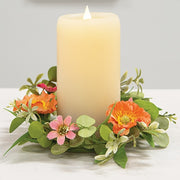 Peach Poppy & Wildflower Candle Ring - 3.5"
