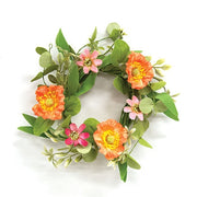 Peach Poppy & Wildflower Candle Ring - 3.5"
