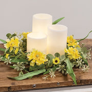 Sunny Chrysanthemum & Daisy Candle Ring - 6.5"