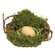Mossy Twig Bird Nest with Speckled Cream Egg - 4 In