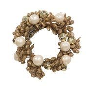Pearl & Champagne Sparkle Candle Ring - 1.5"