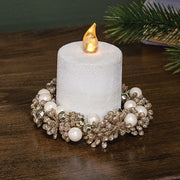 Pearl & Champagne Sparkle Candle Ring - 3"
