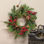 Jingle Berry Mixed Pine Candle Ring 6.5"